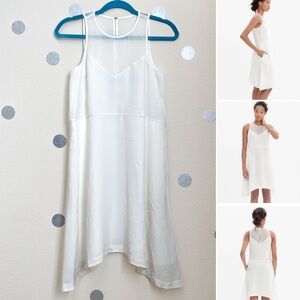 Madewell 100% Silk Parkview Dress w/ Illusion Neckline & Sharkbite Hem